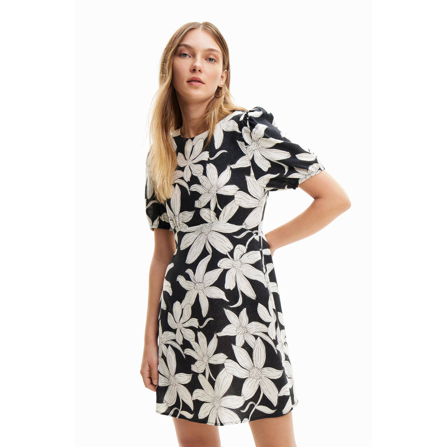 Desigual Zwart Viscose Midi Jurk Lente Zomer Black Dames