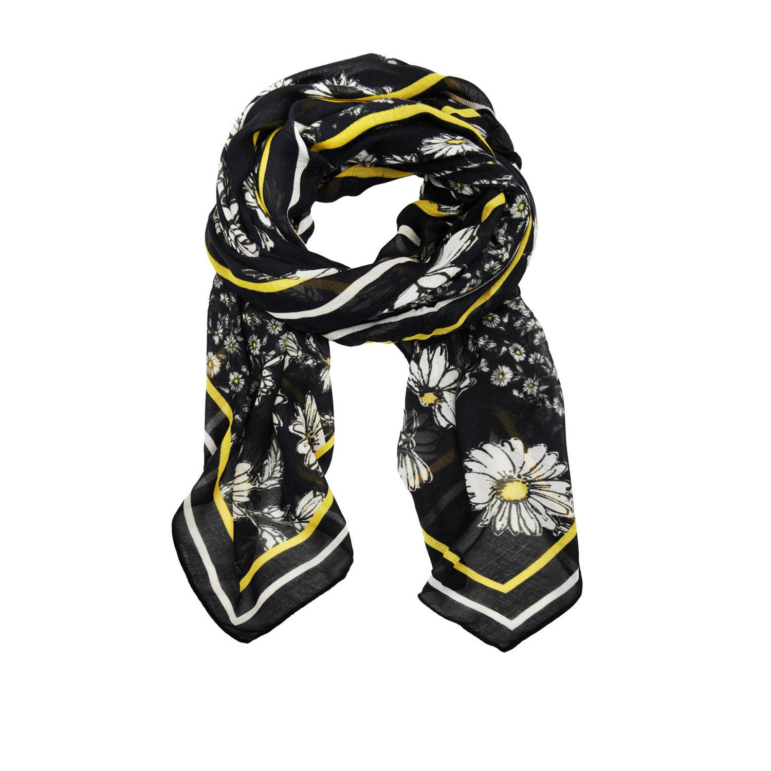 Desigual sjaal met bloemenprint zwart