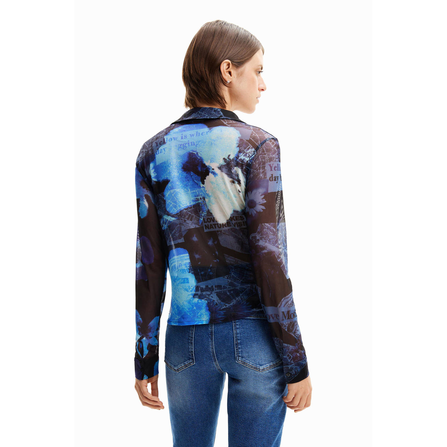 Desigual blouse met all over print blauw