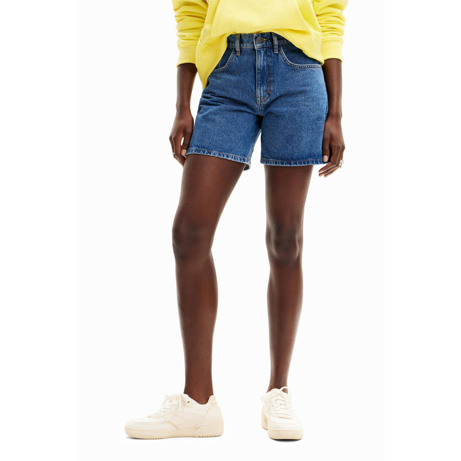 Desigual straight fit denim short medium blue denim