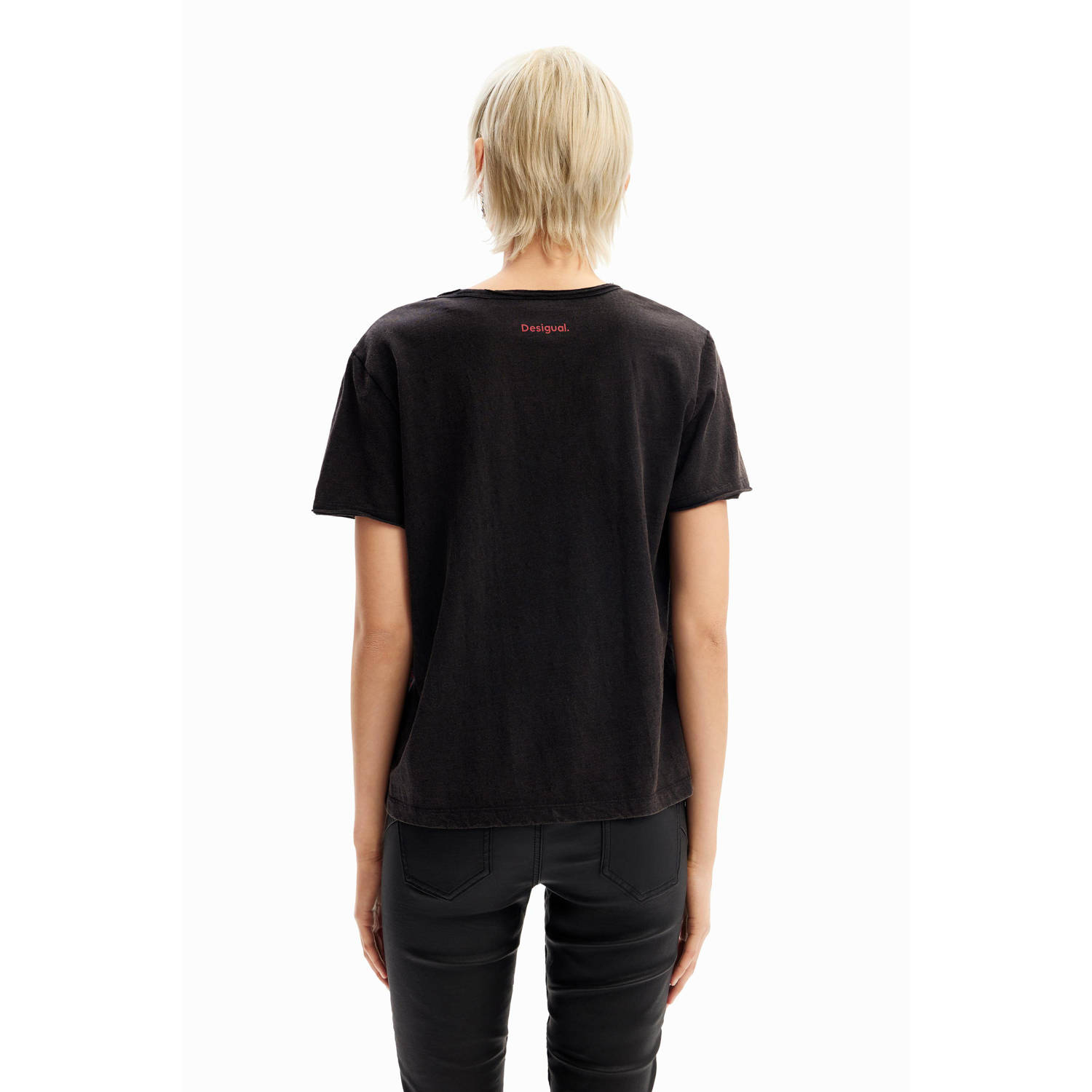 Desigual top met printopdruk en textuur zwart