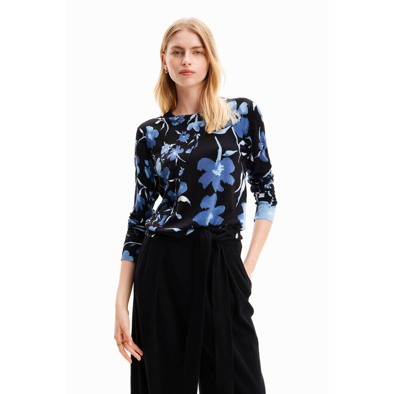 Desigual gebloemde top zwart