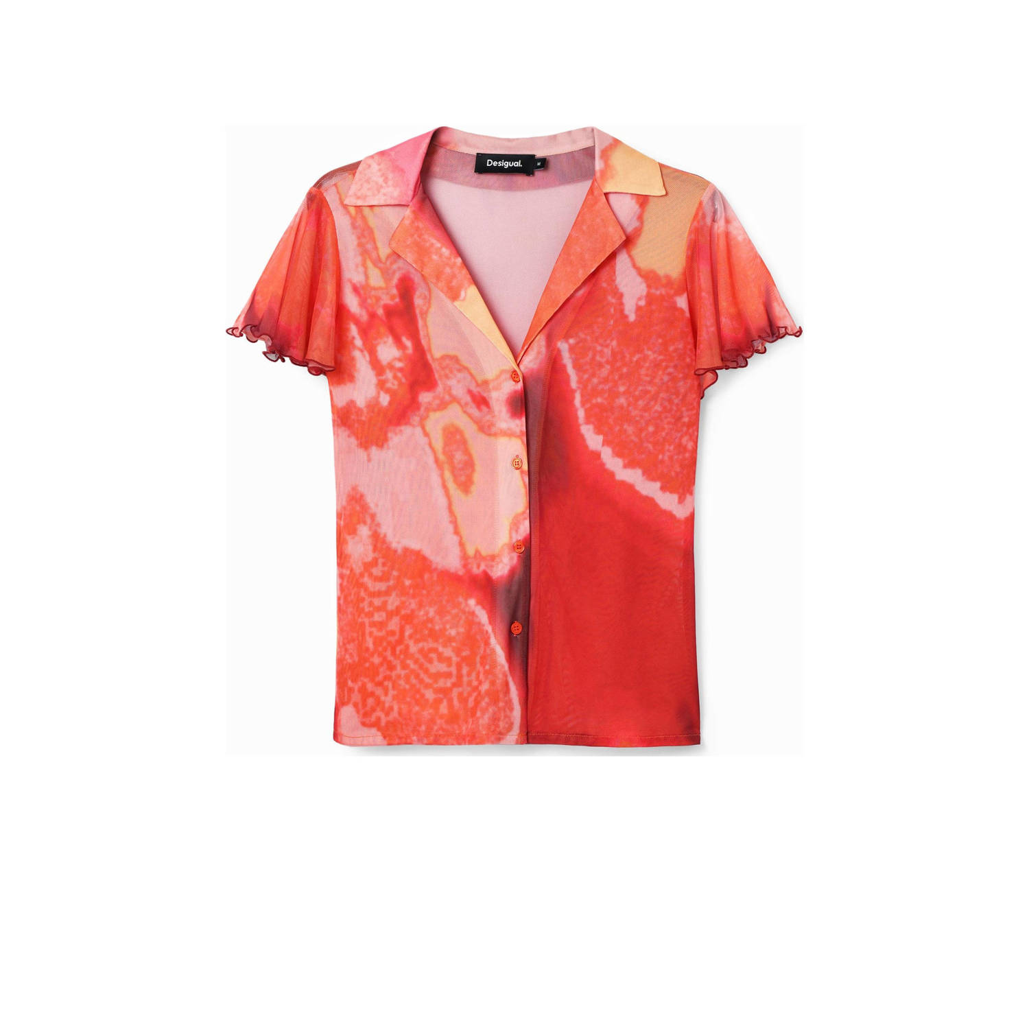 Desigual Kleurrijke Tule T-shirt met Omgekeerde Kraag Multicolor Dames