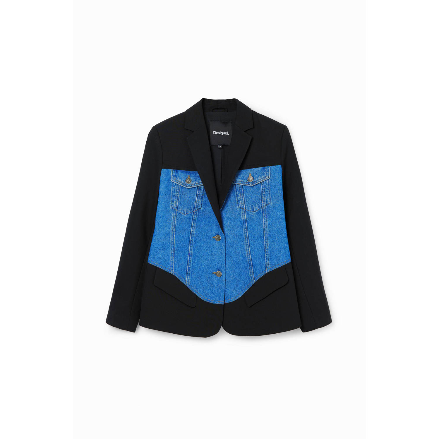 Desigual Blauwe Button-Front Blazer met Zakken Blue Dames