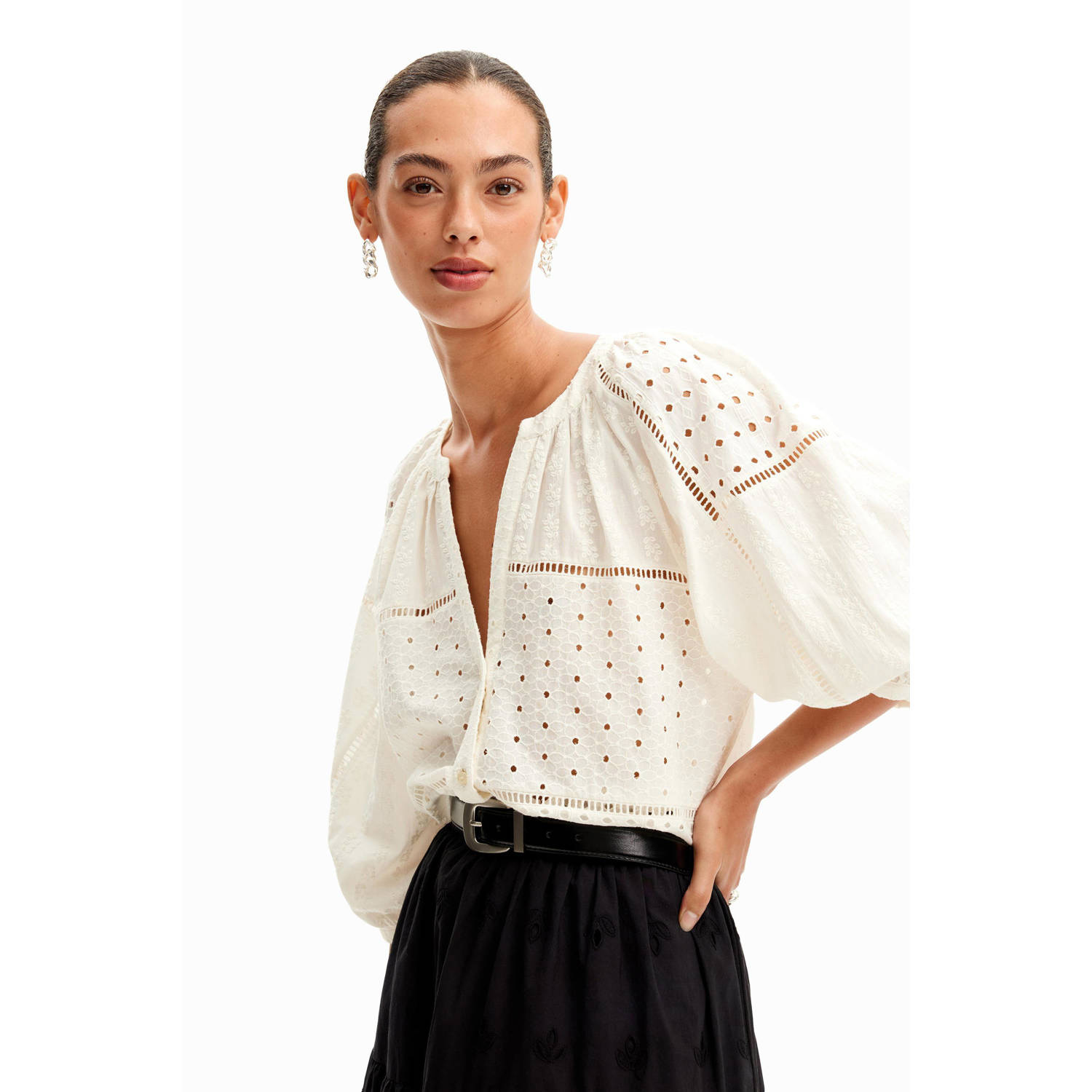 Desigual Lange Mouwen Shirt Wit Vrouwen White Dames