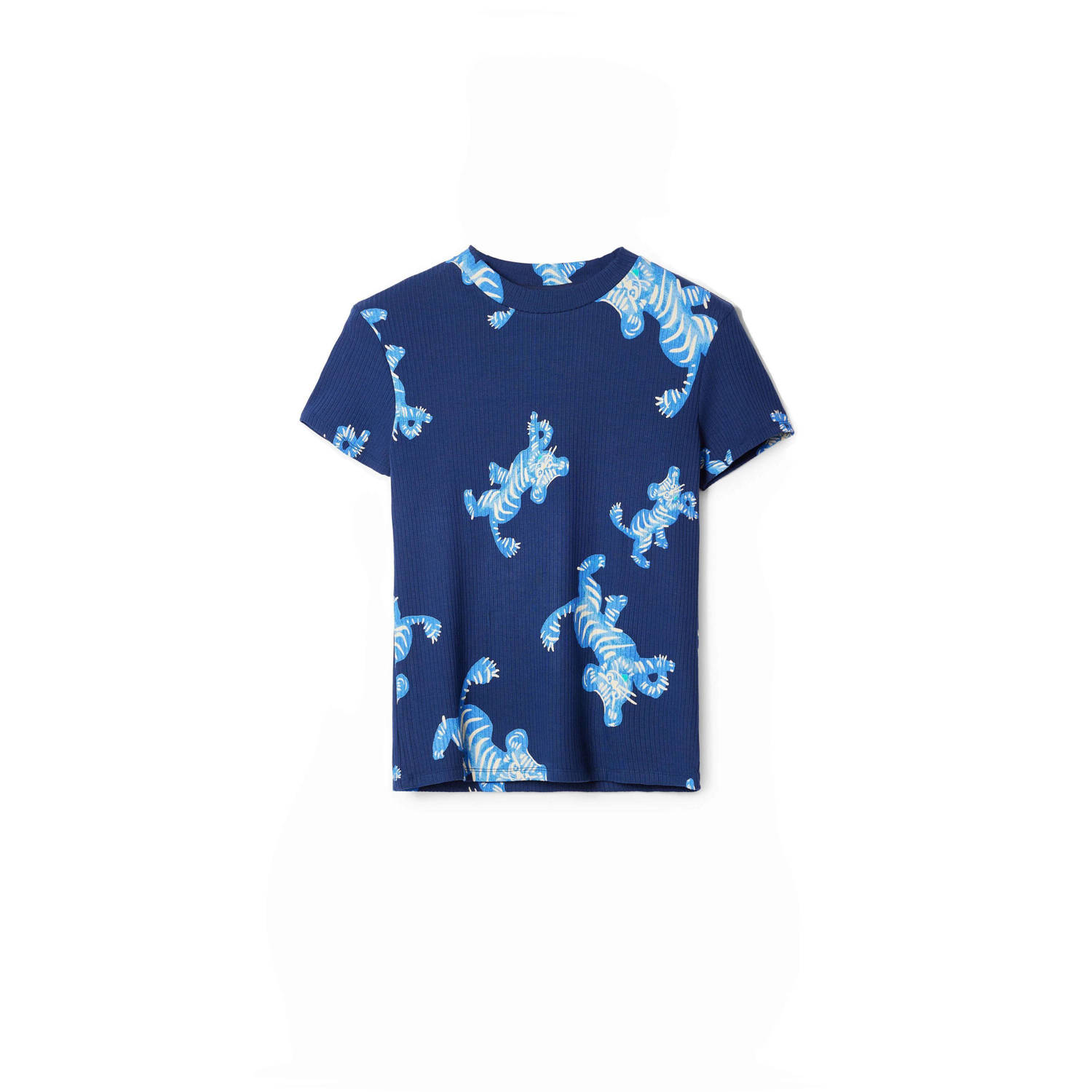 Desigual top met all over print donkerblauw lichtblauw