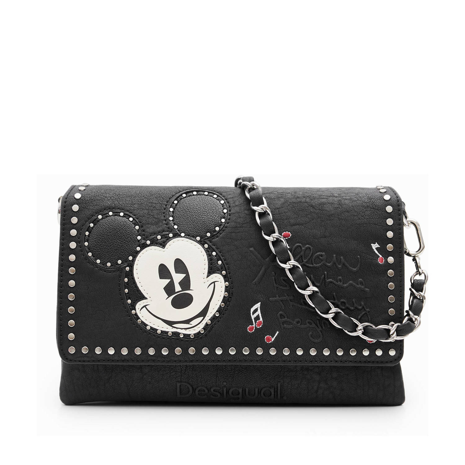 Desigual Zwarte Schoudertas met Verstelbare Band en Afneembare Handvatten Black Dames