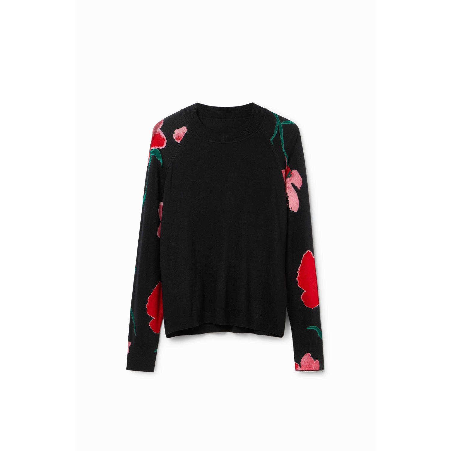Desigual Stijlvolle Contrast Pullover met Ronde Hals Black Dames