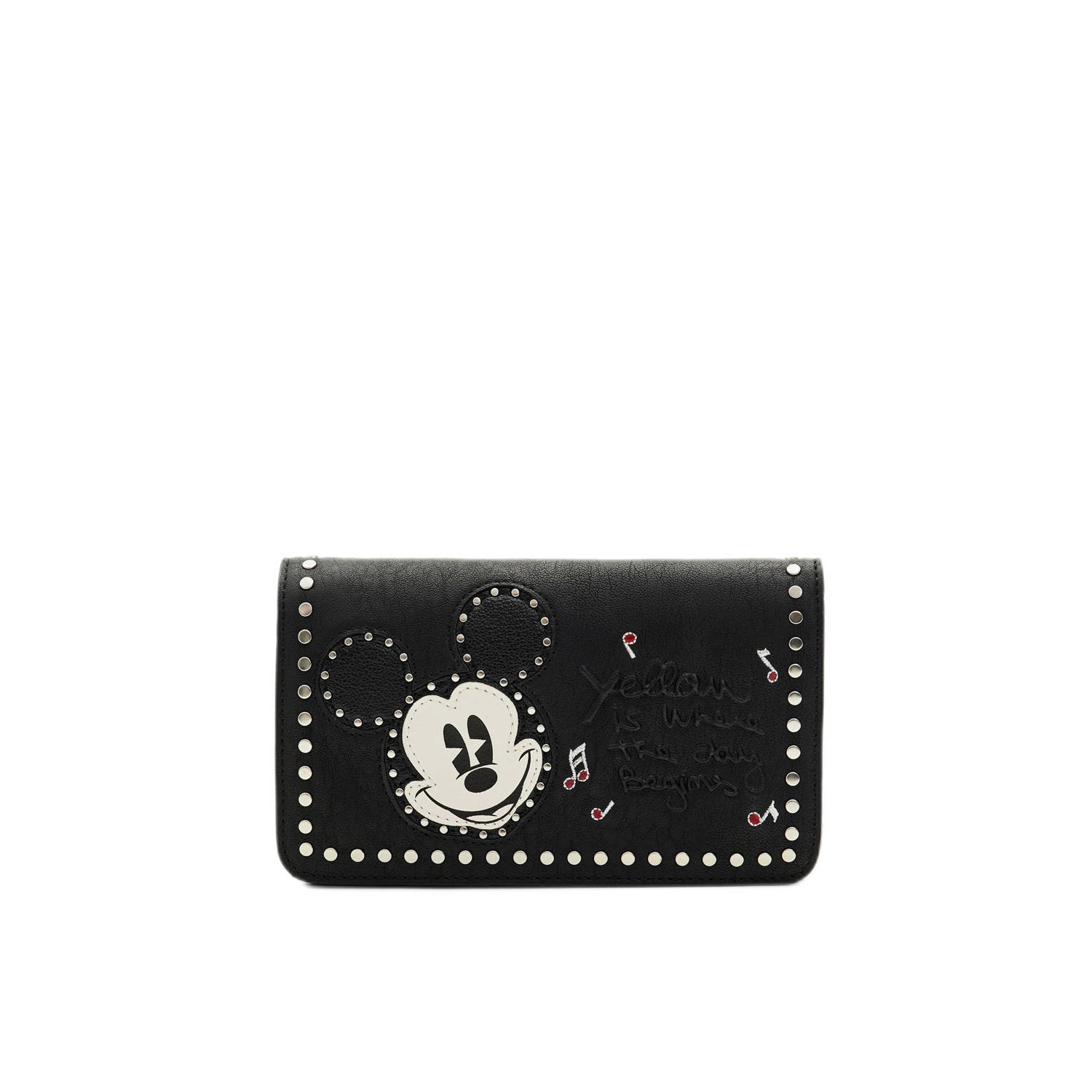 Desigual Zwarte Mini Leren Handtas met Mickey Mouse Details Black Dames