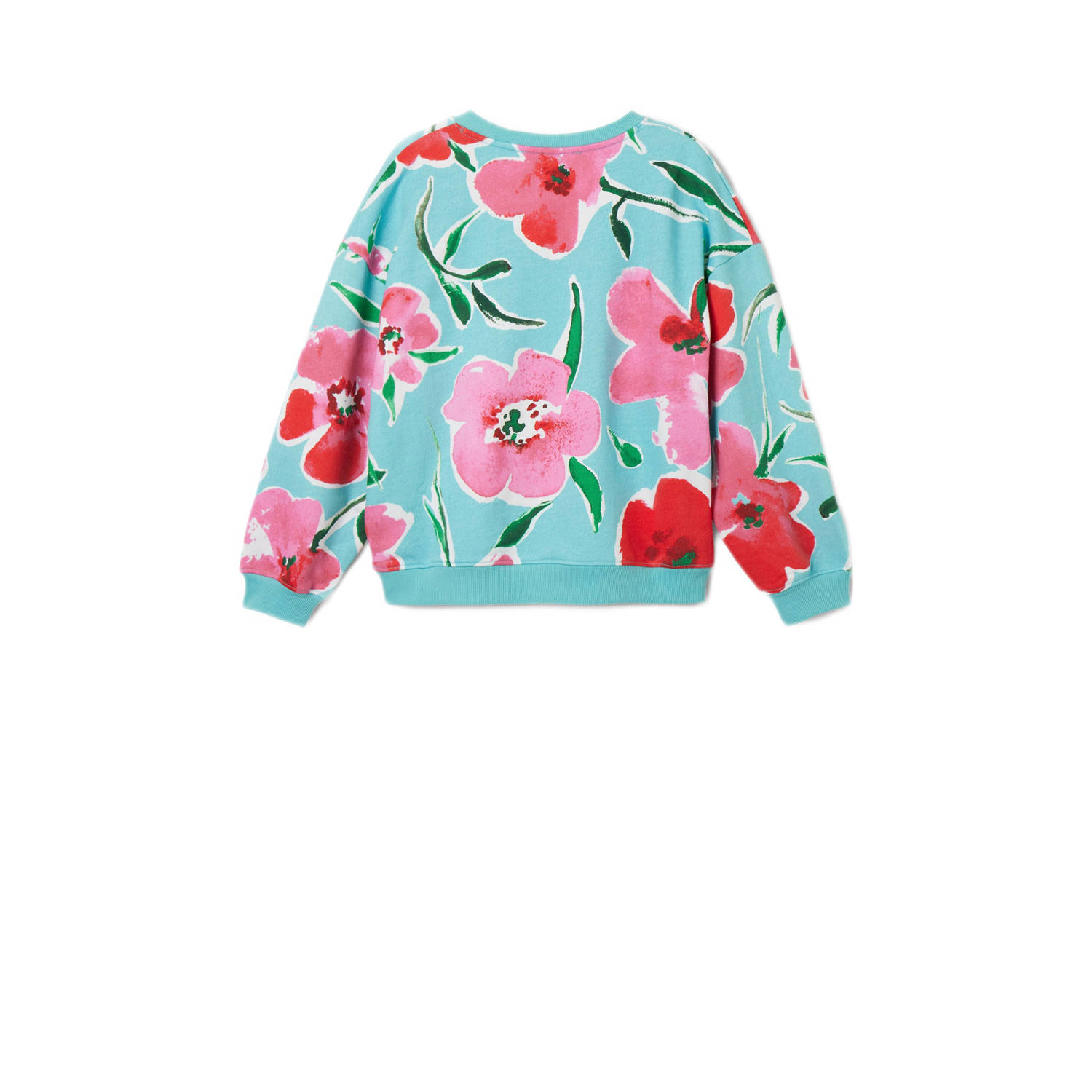 Desigual gebloemde sweater blauw rood wit