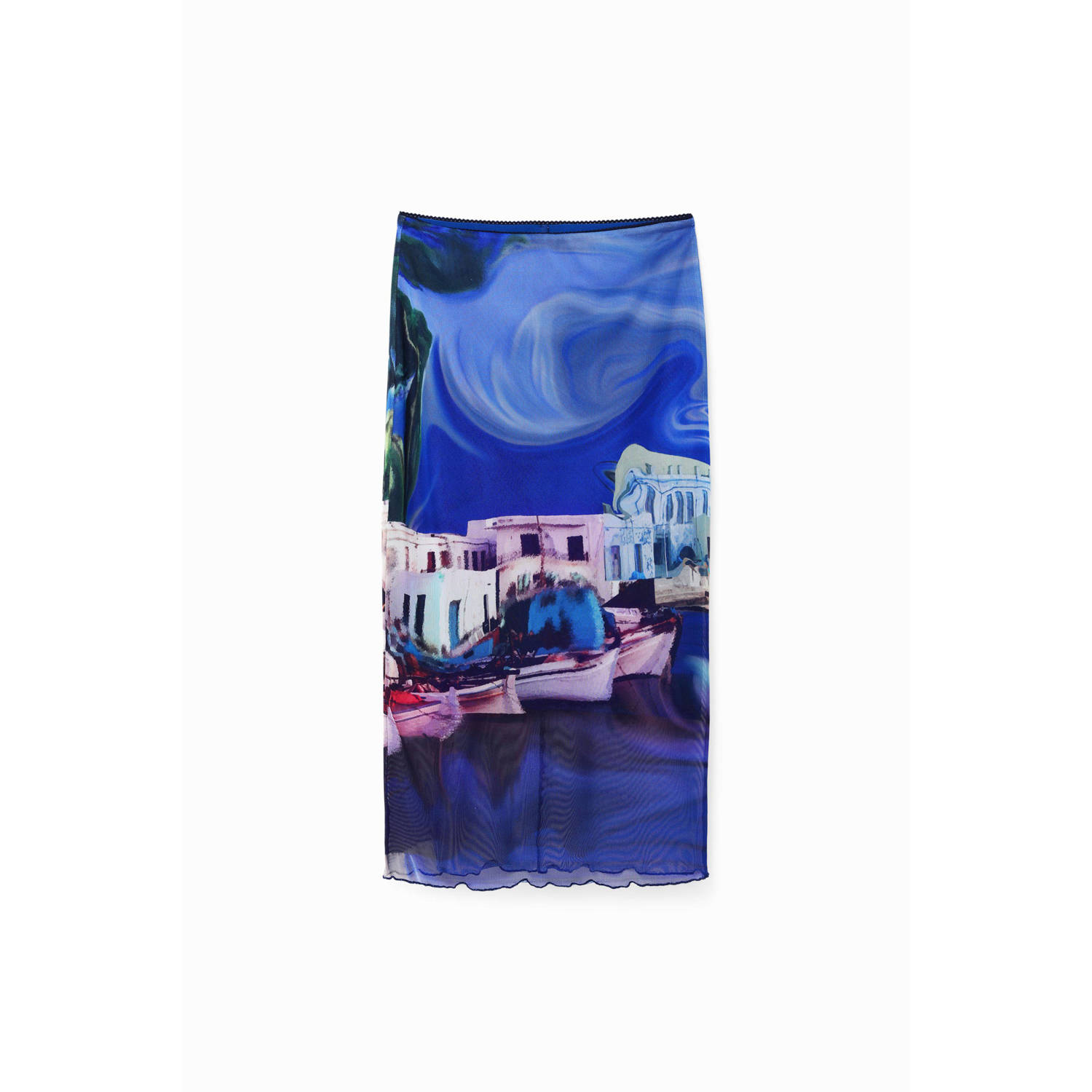 Desigual midi rok met all over print blauw