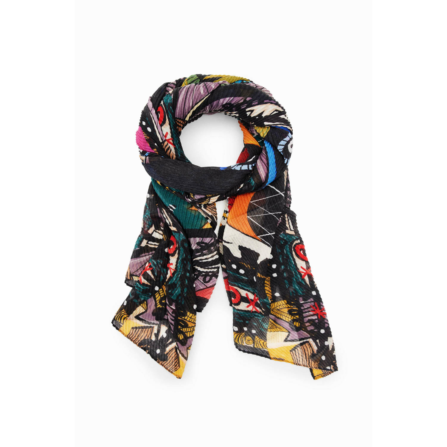 Desigual Zwart Bedrukte Polyester Sjaal Multicolor Dames