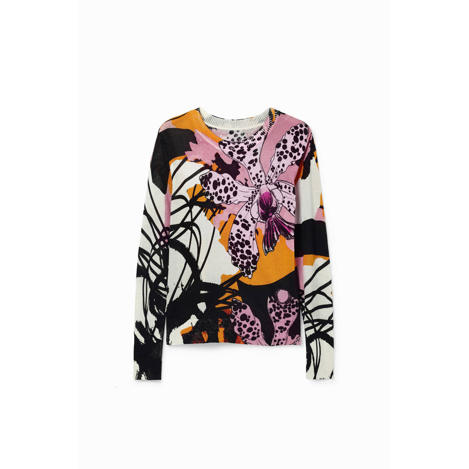 Desigual Gestreepte Linnen Trui Lange Mouw Ronde Hals Multicolor Dames