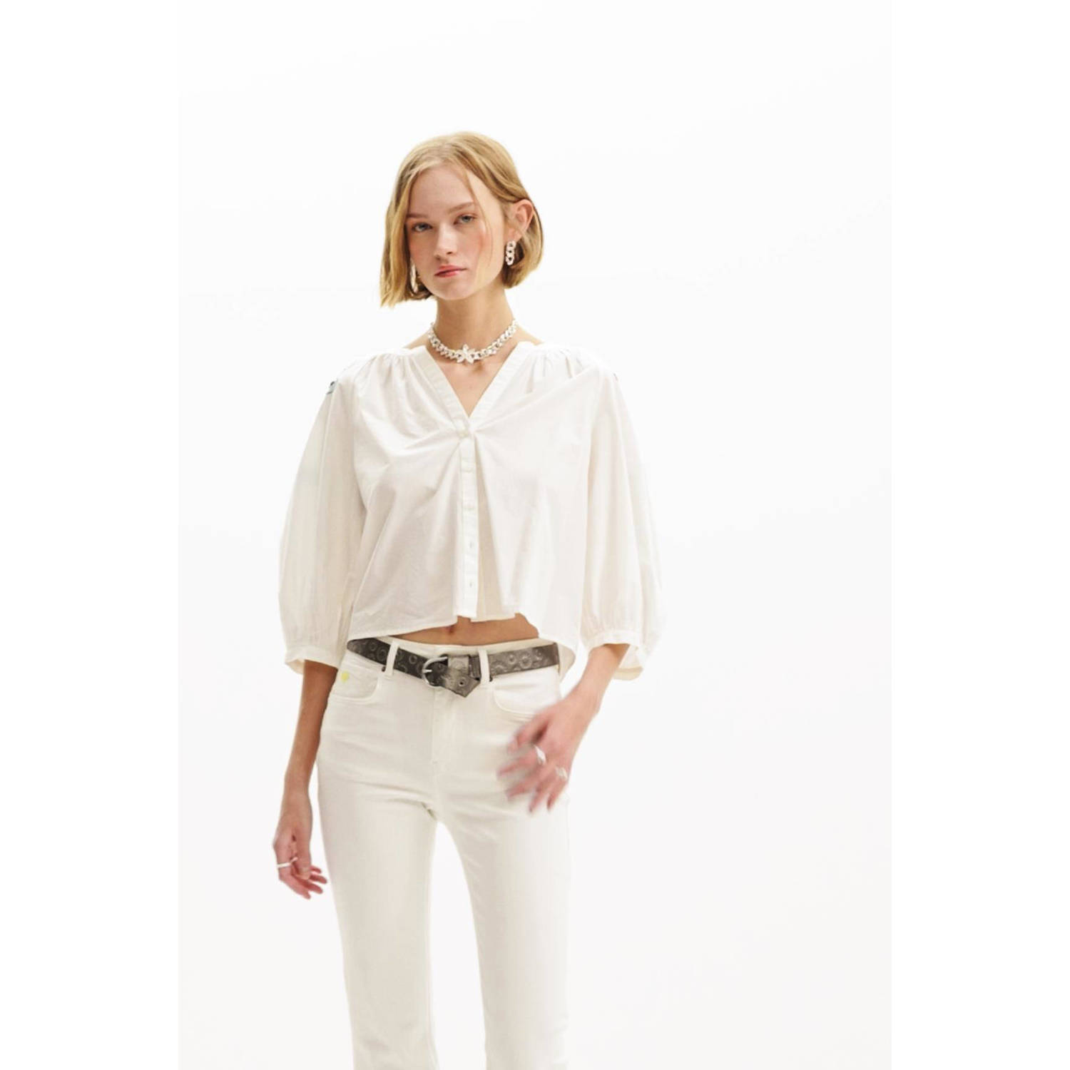 Desigual blouse wit groen