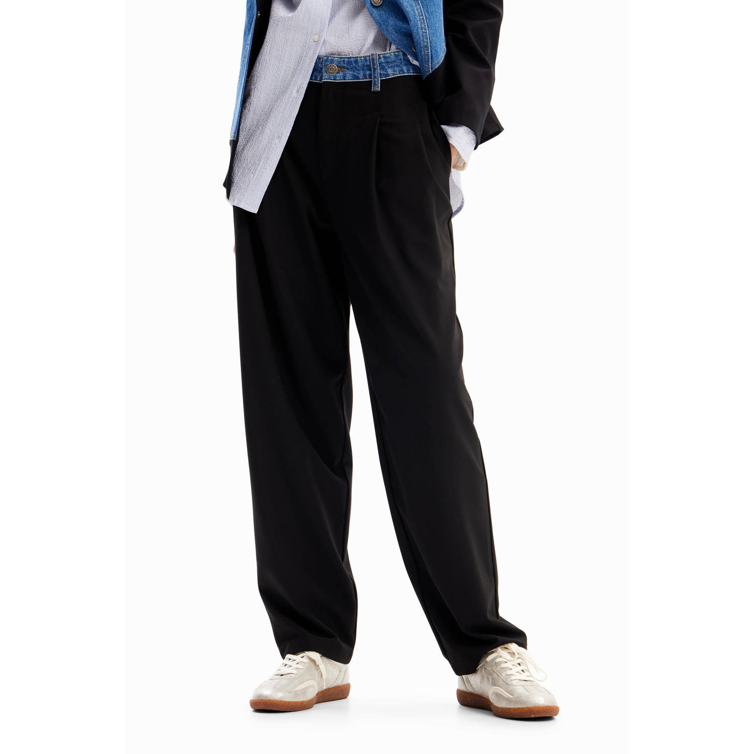 Desigual Zwarte Broek met Voorzakken Lente Zomer Black Dames