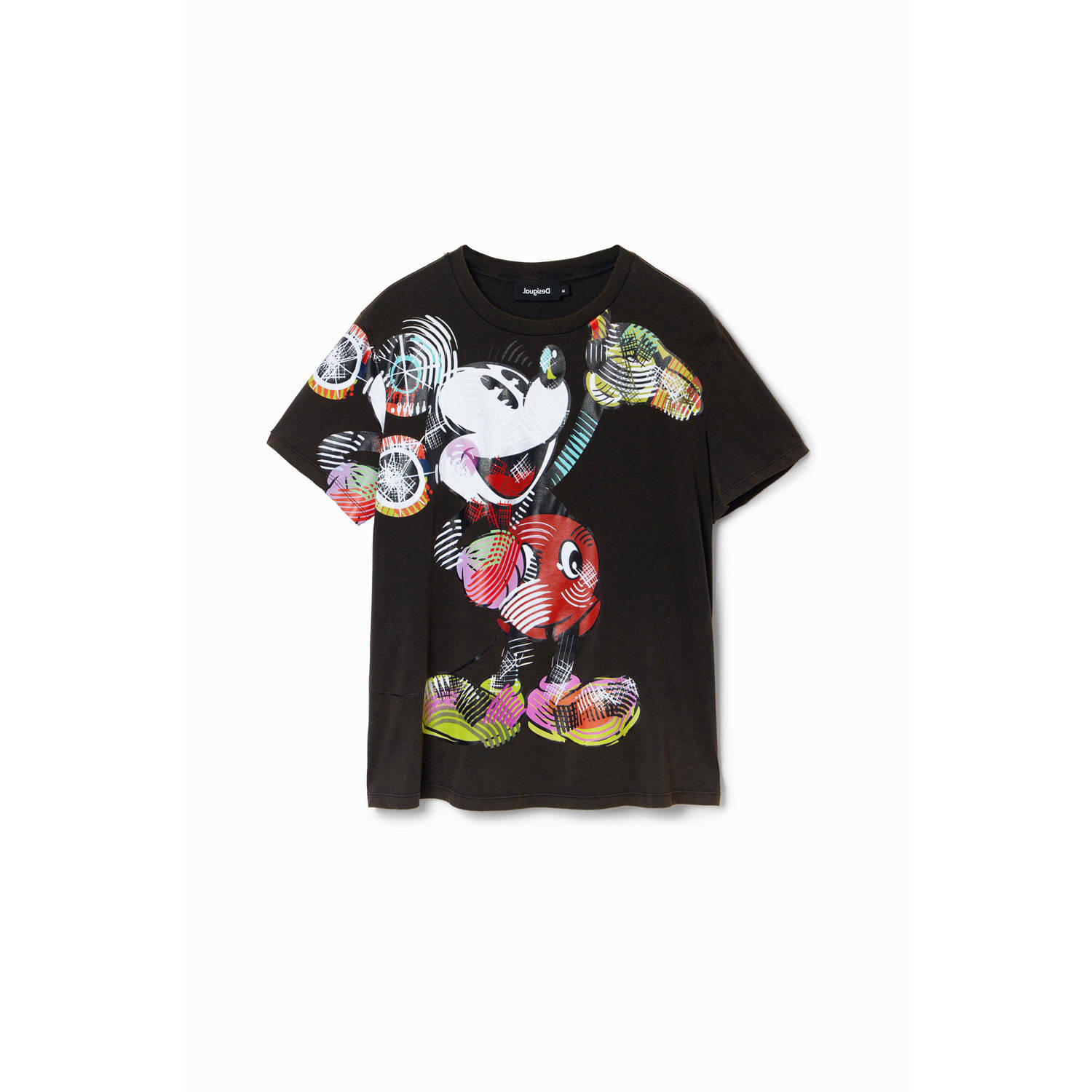 Desigual Logo Print Crew Neck T-Shirt Black Dames