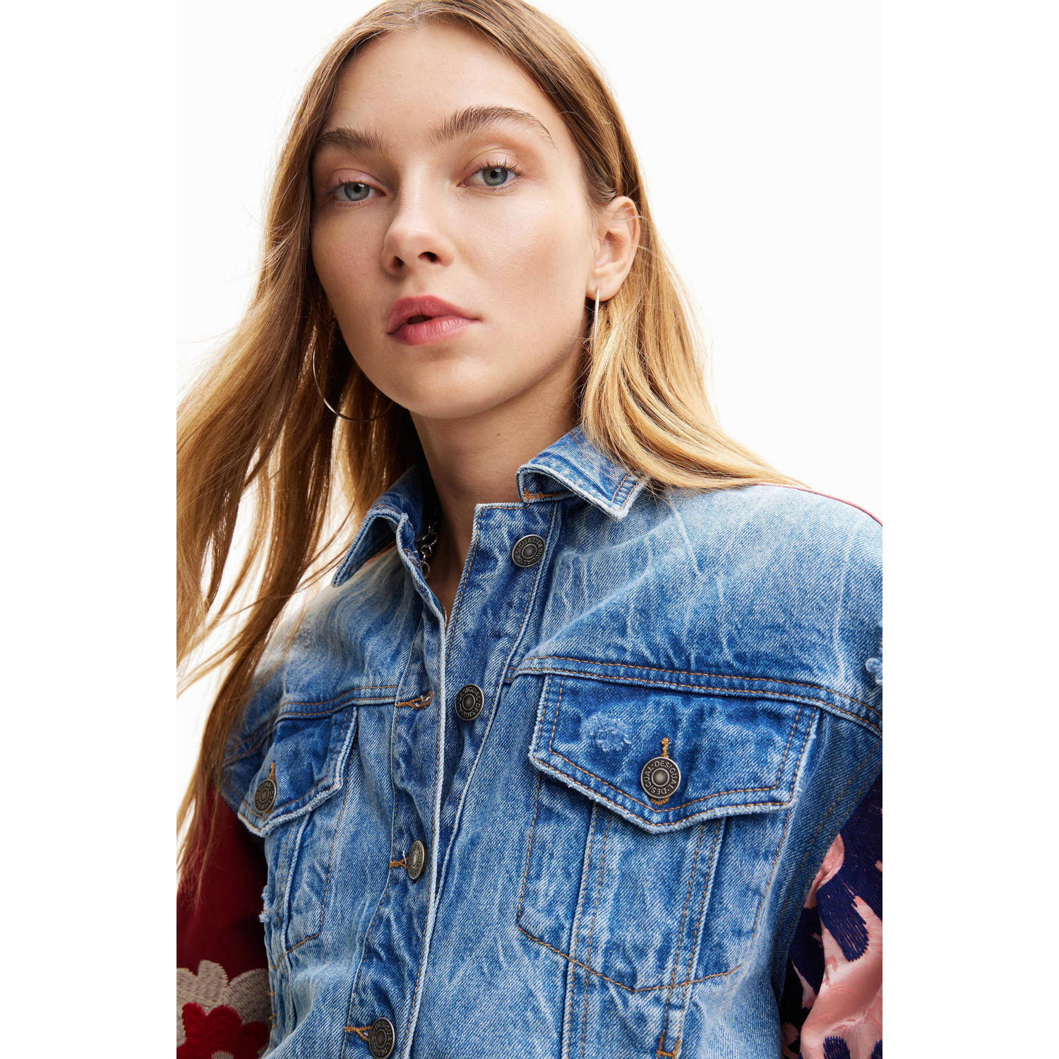 Desigual jack met all over print denim medium wash