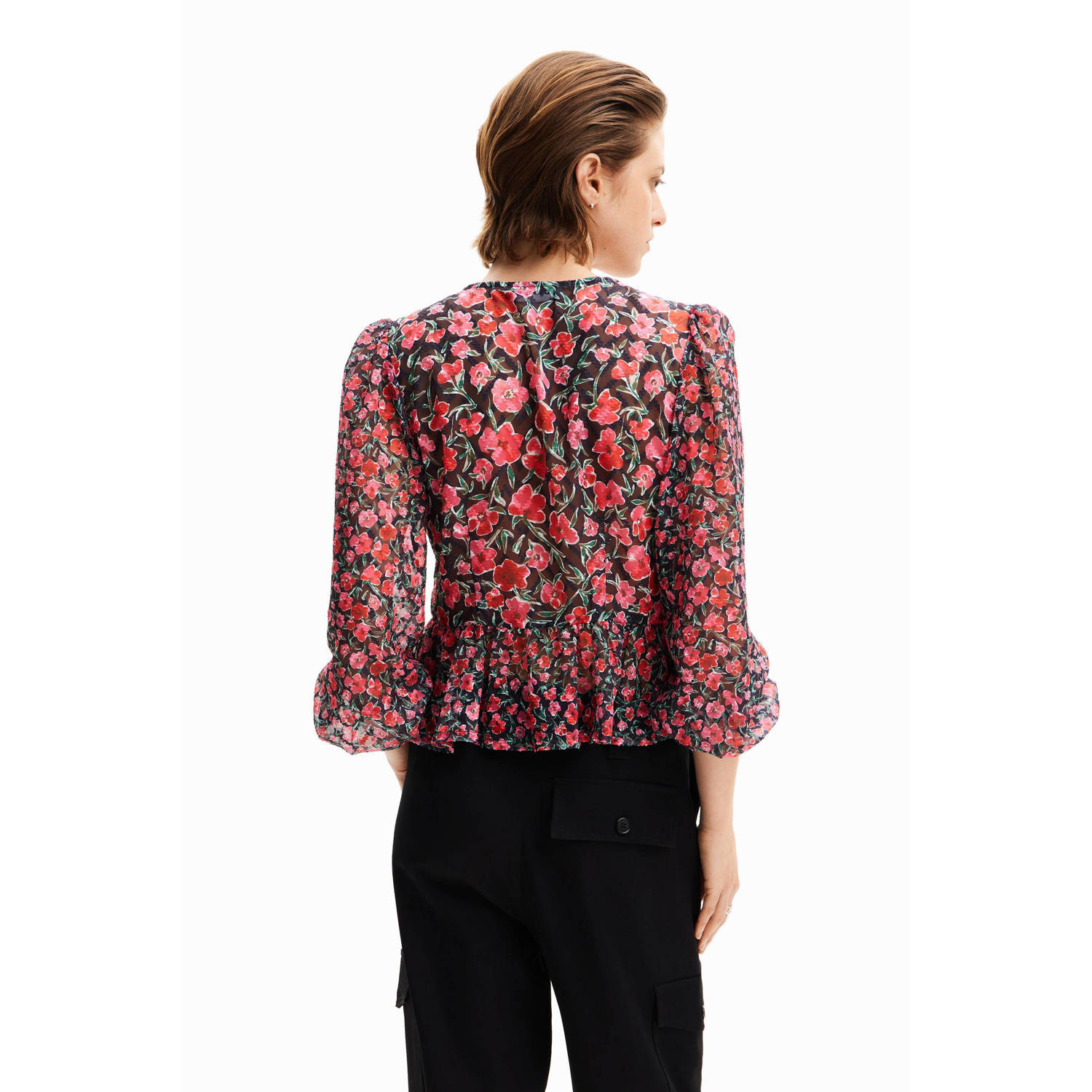 Desigual gebloemde blousetop zwart rood