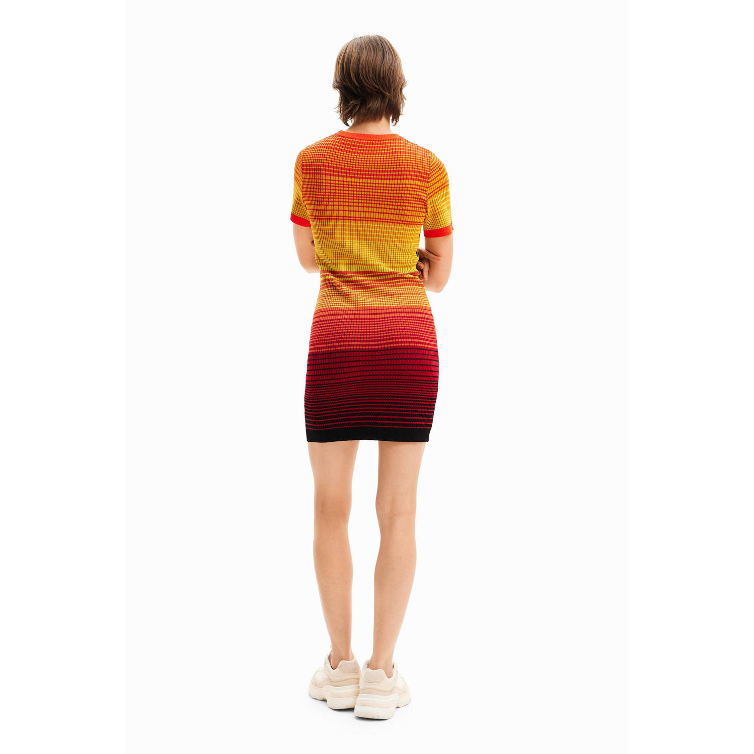 Desigual korte jurk met all over print oranje bordeaux