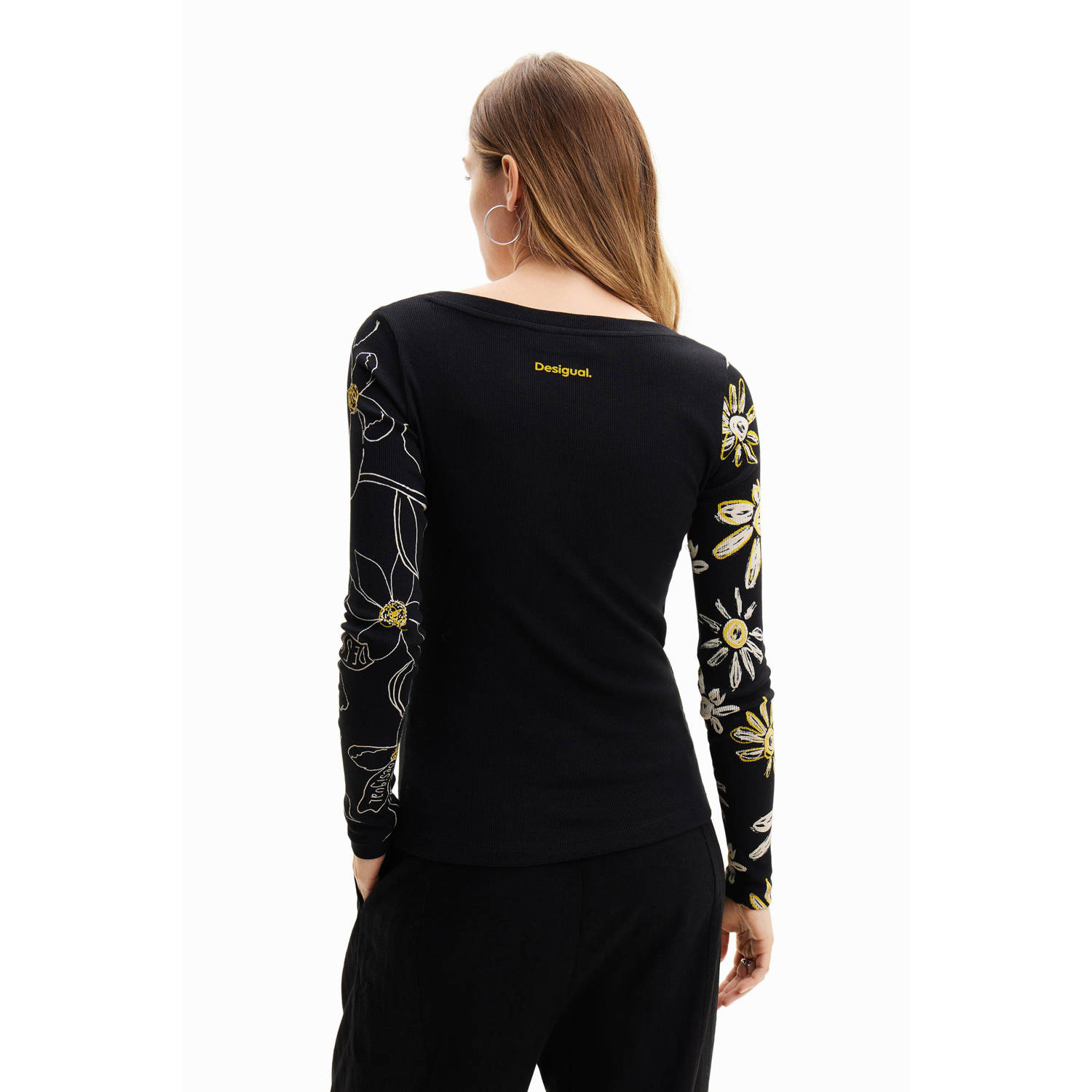 Desigual gebloemde top zwart