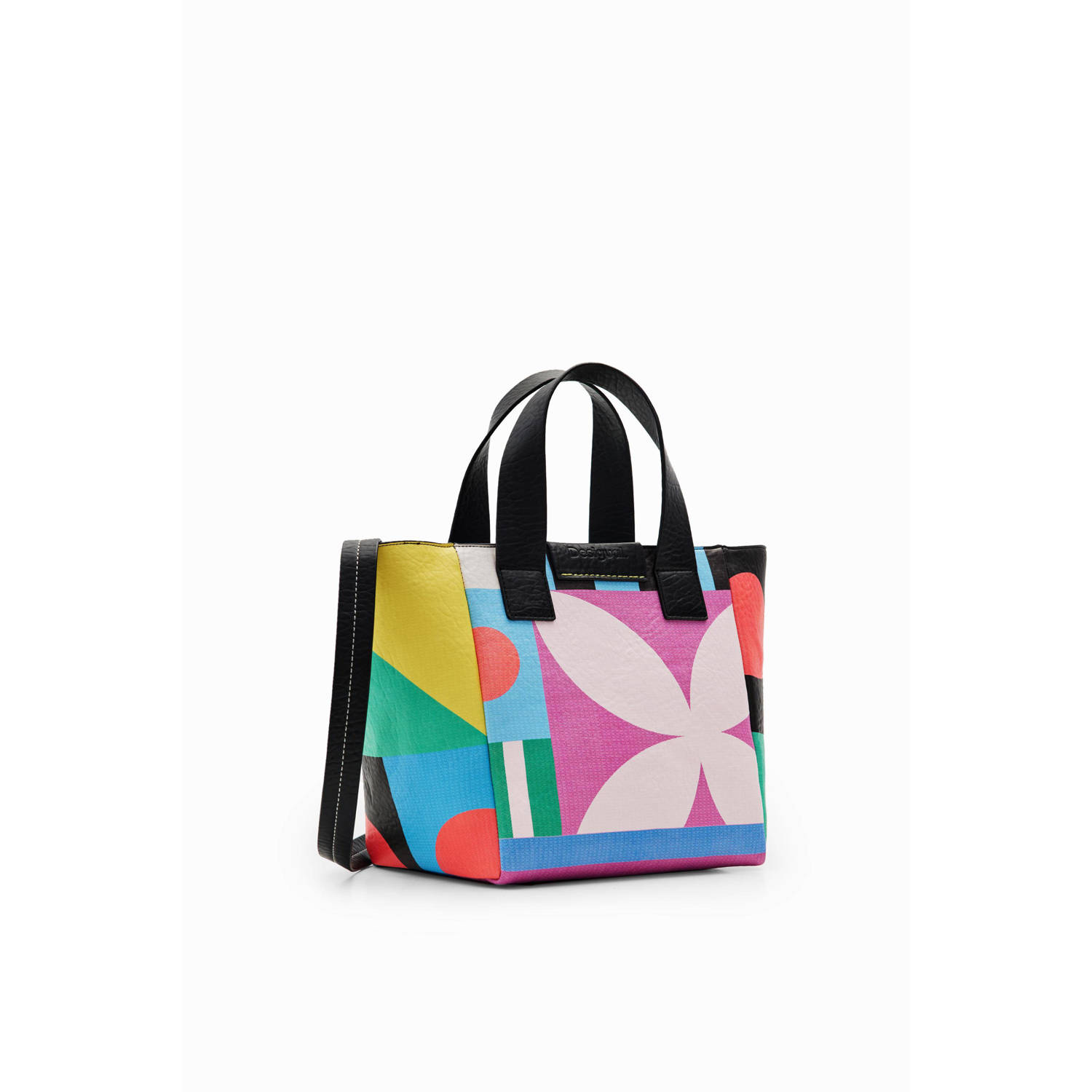 Desigual Zwarte Polyethyleen Schoudertas met Contrastdetails Multicolor Dames