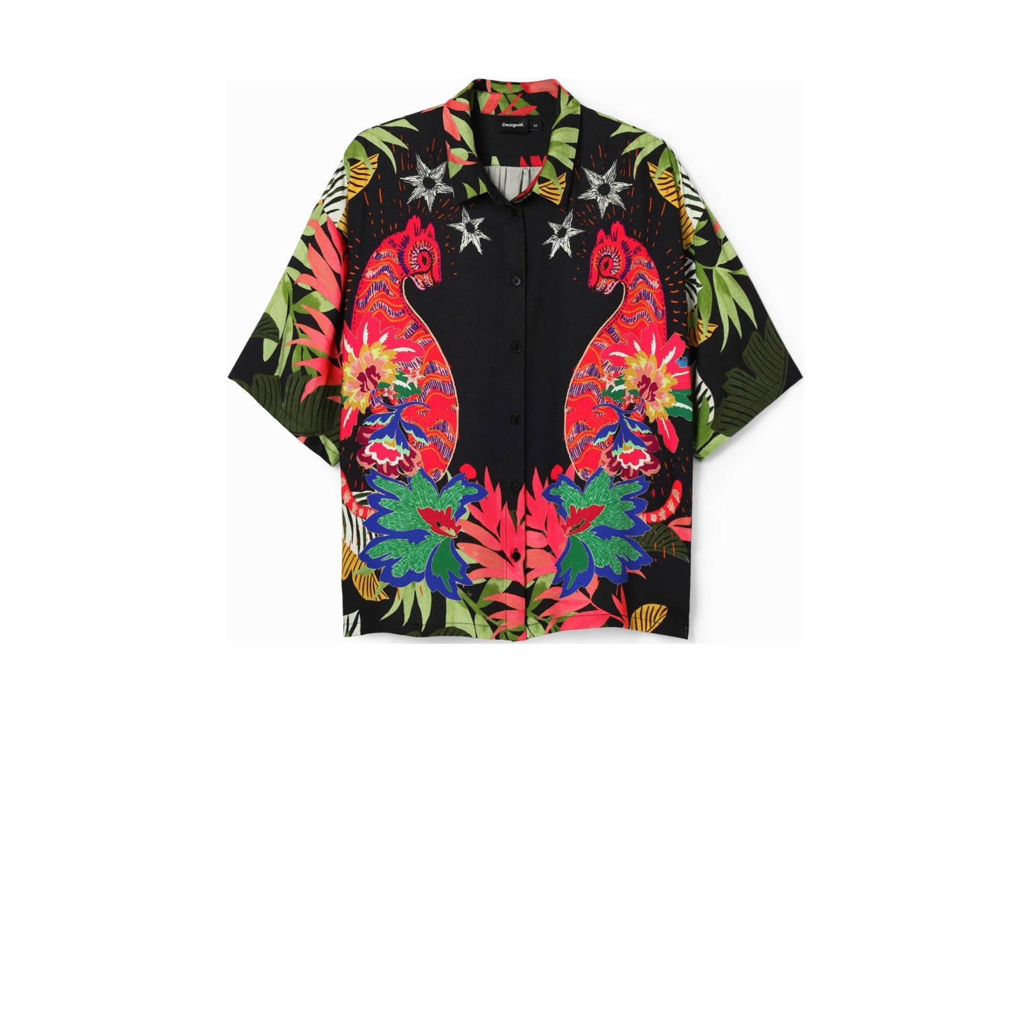 Desigual blouse met all over print zwart rood blauw