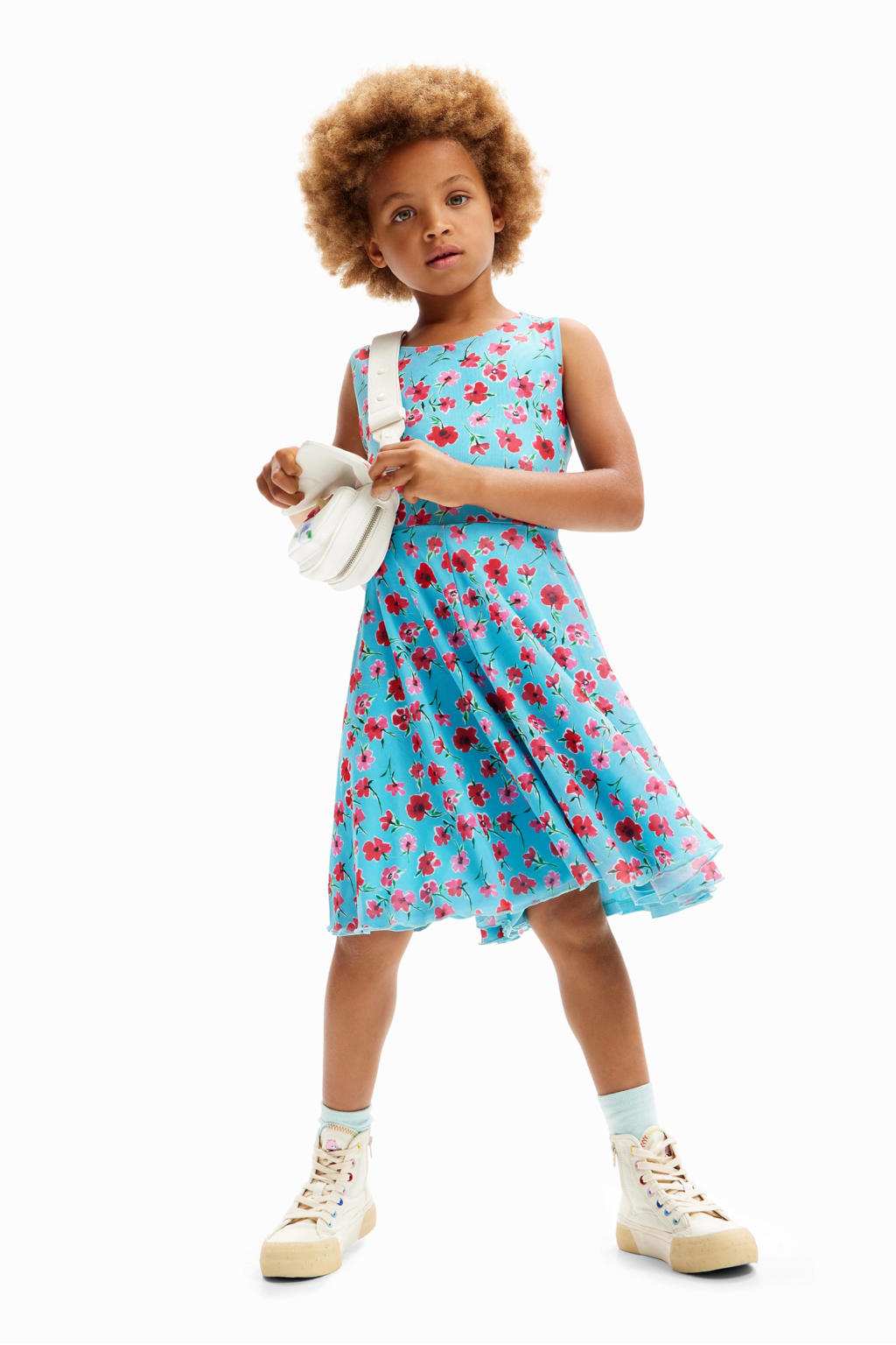 Desigual gebloemde jurk wit/zwart