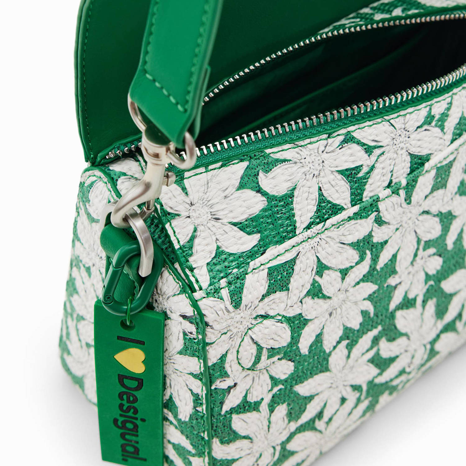 Desigual schoudertas met bloemenprint groen