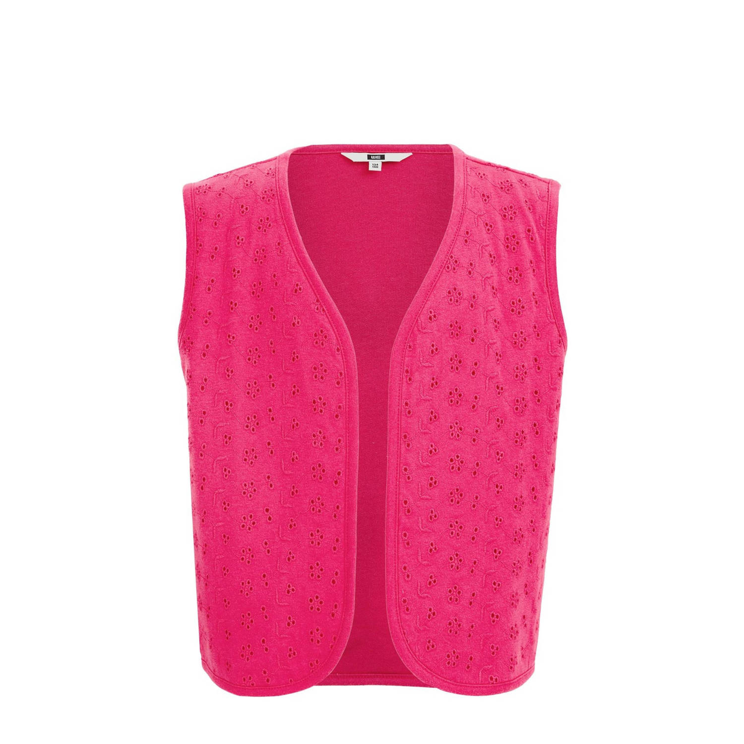 WE Fashion gilet roze Meisjes Katoen V-hals Effen 110 116
