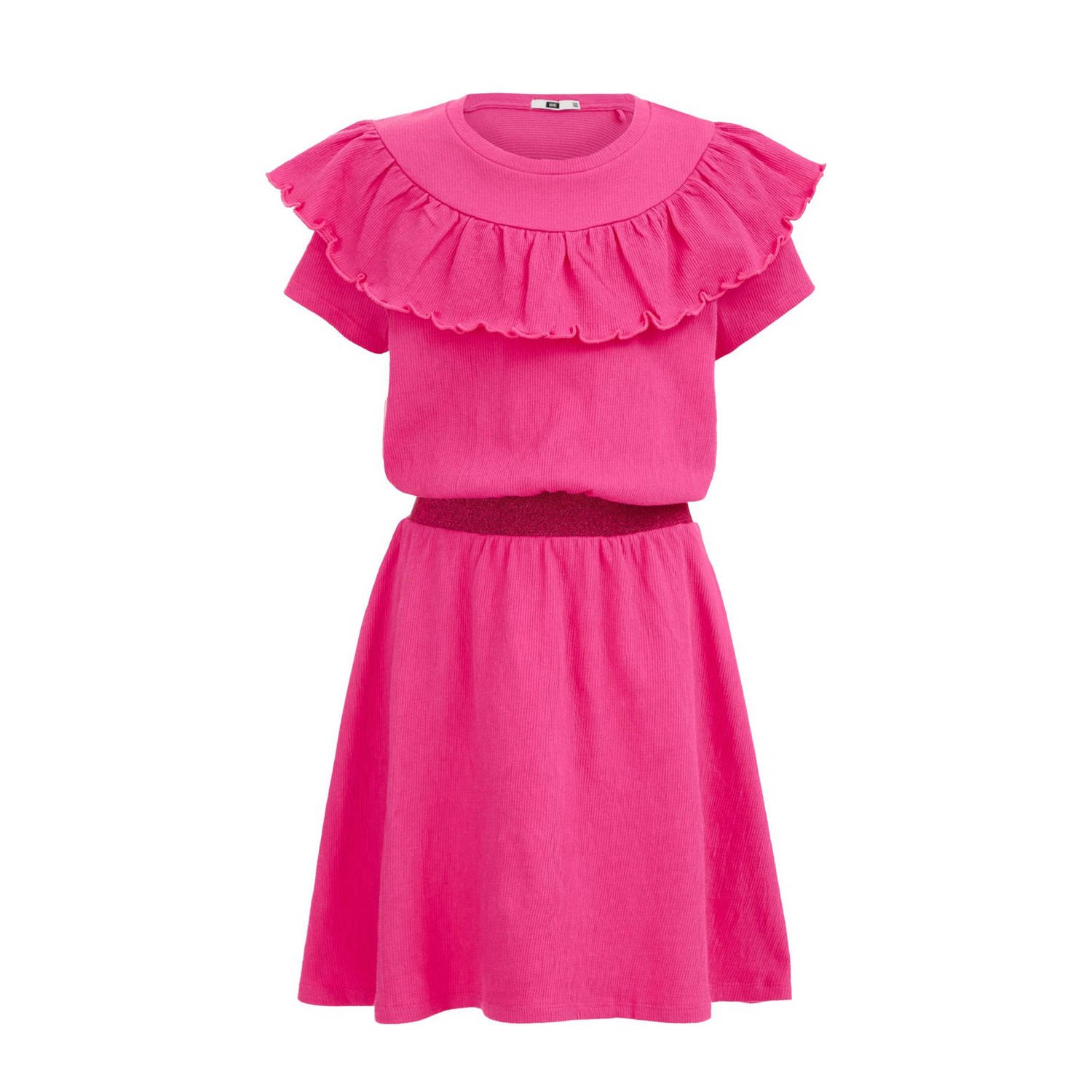 WE Fashion jurk roze Meisjes Katoen Ronde hals Effen 110 116