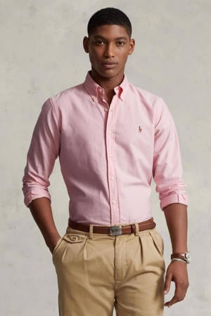 slim fit overhemd met logo bsr pink