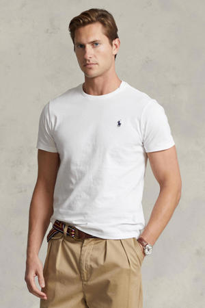 slim fit T-shirt met logo wit
