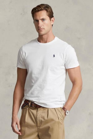 slim fit T-shirt met logo wit