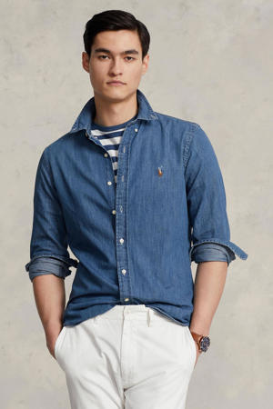 slim fit overhemd met logo denim