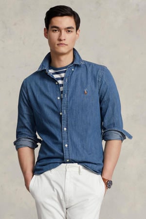 slim fit overhemd met logo denim