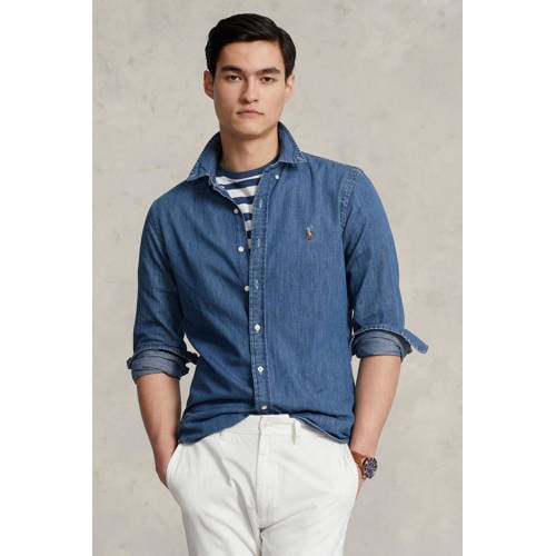 POLO Ralph Lauren slim fit overhemd met logo denim afbeelding