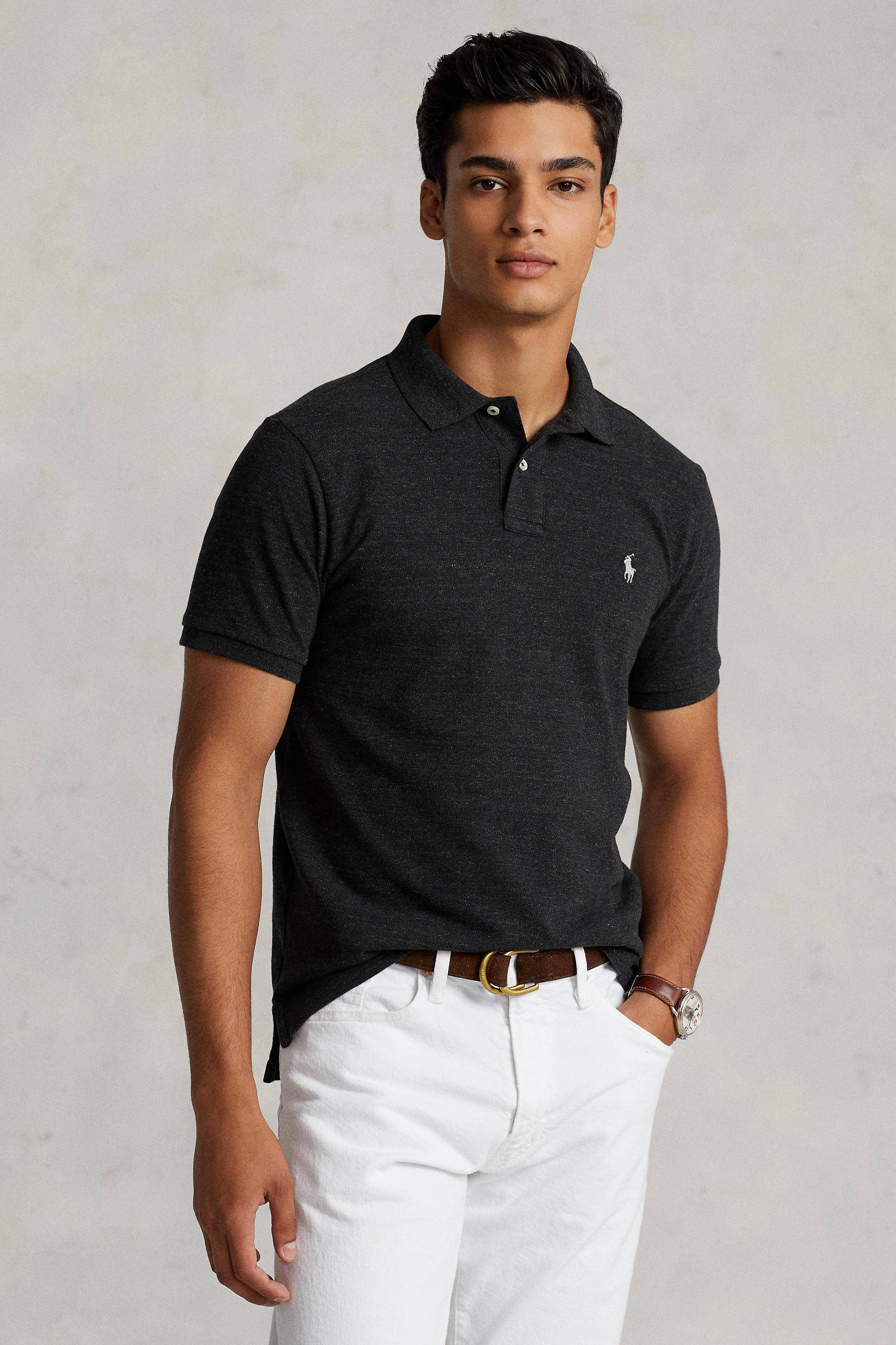 Polo Ralph Lauren custom slim fit polo black marl heather | wehkamp