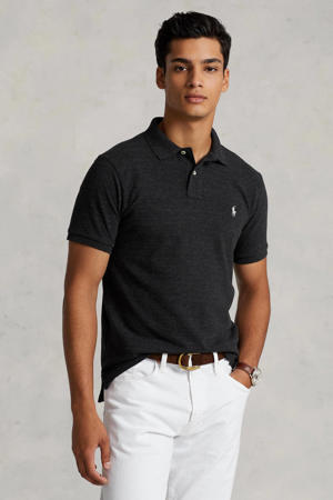 custom slim fit polo black marl heather