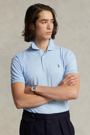 custom slim fit polo office blue