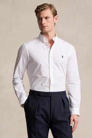slim fit overhemd met logo wit