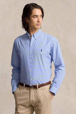 geruit slim fit overhemd blue/white check