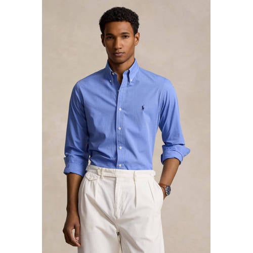 POLO Ralph Lauren slim fit overhemd met logo blue end on end afbeelding