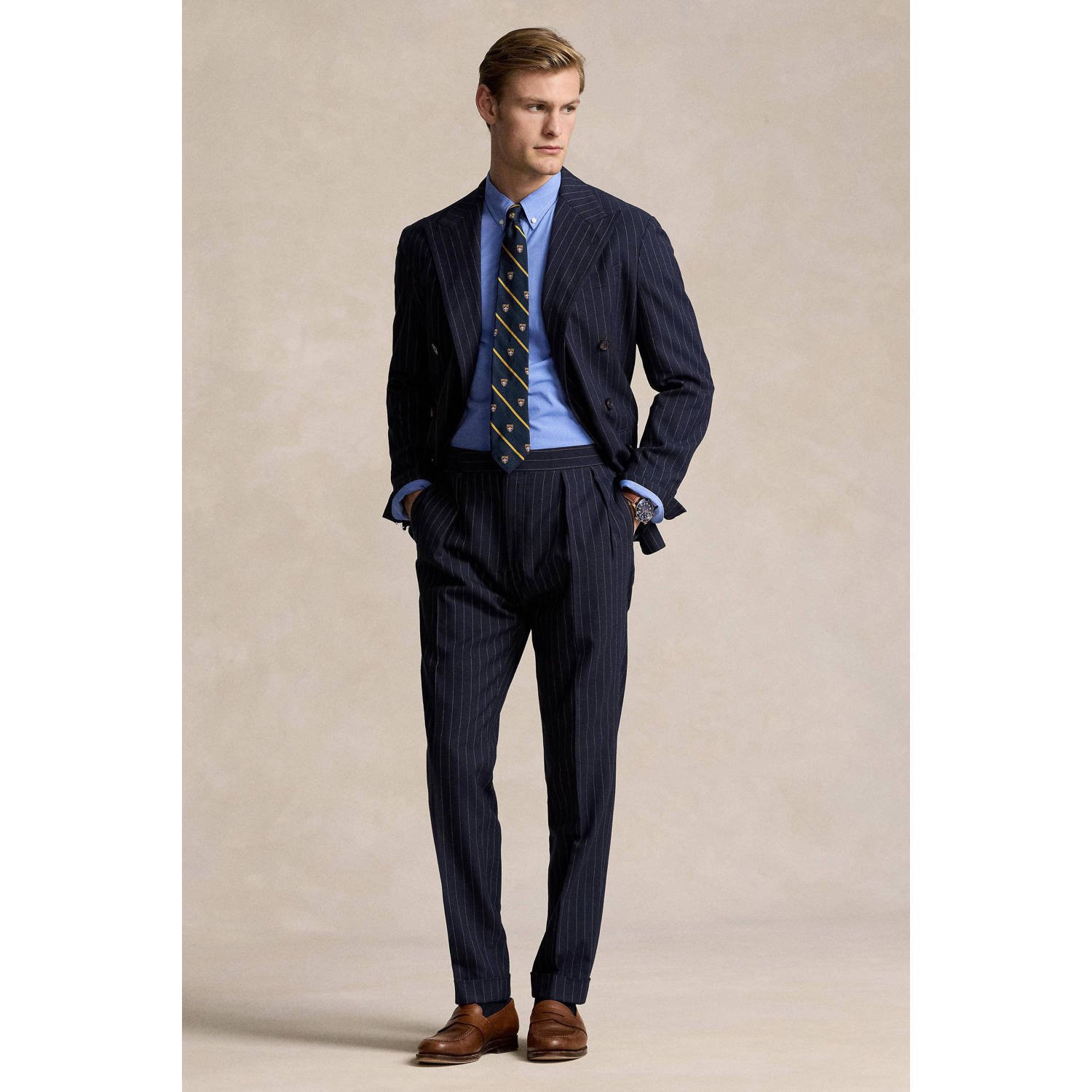 POLO Ralph Lauren slim fit overhemd met logo blue end on end