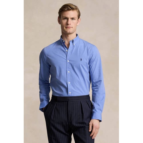 POLO Ralph Lauren slim fit overhemd met logo blue end on end afbeelding
