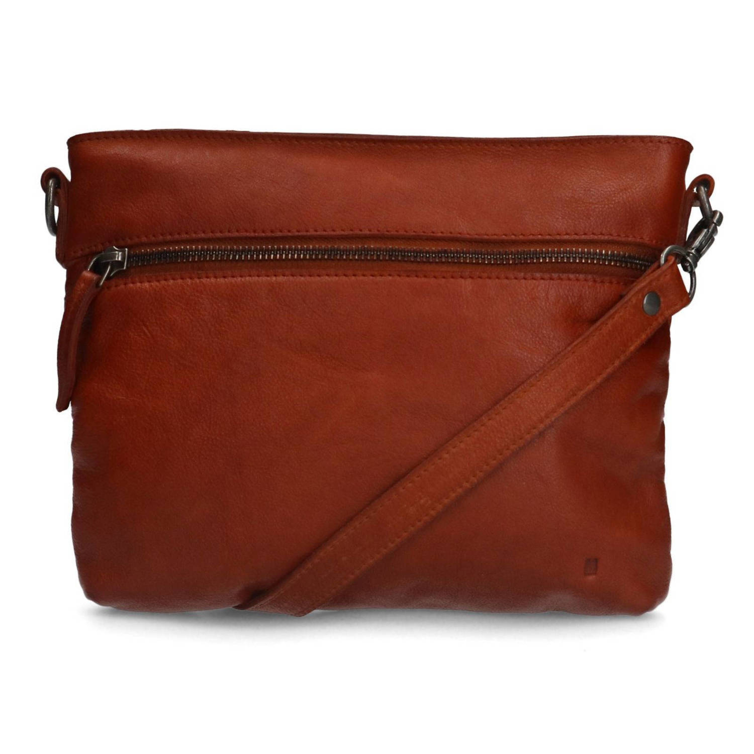 Manfield leren crossbody tas cognac