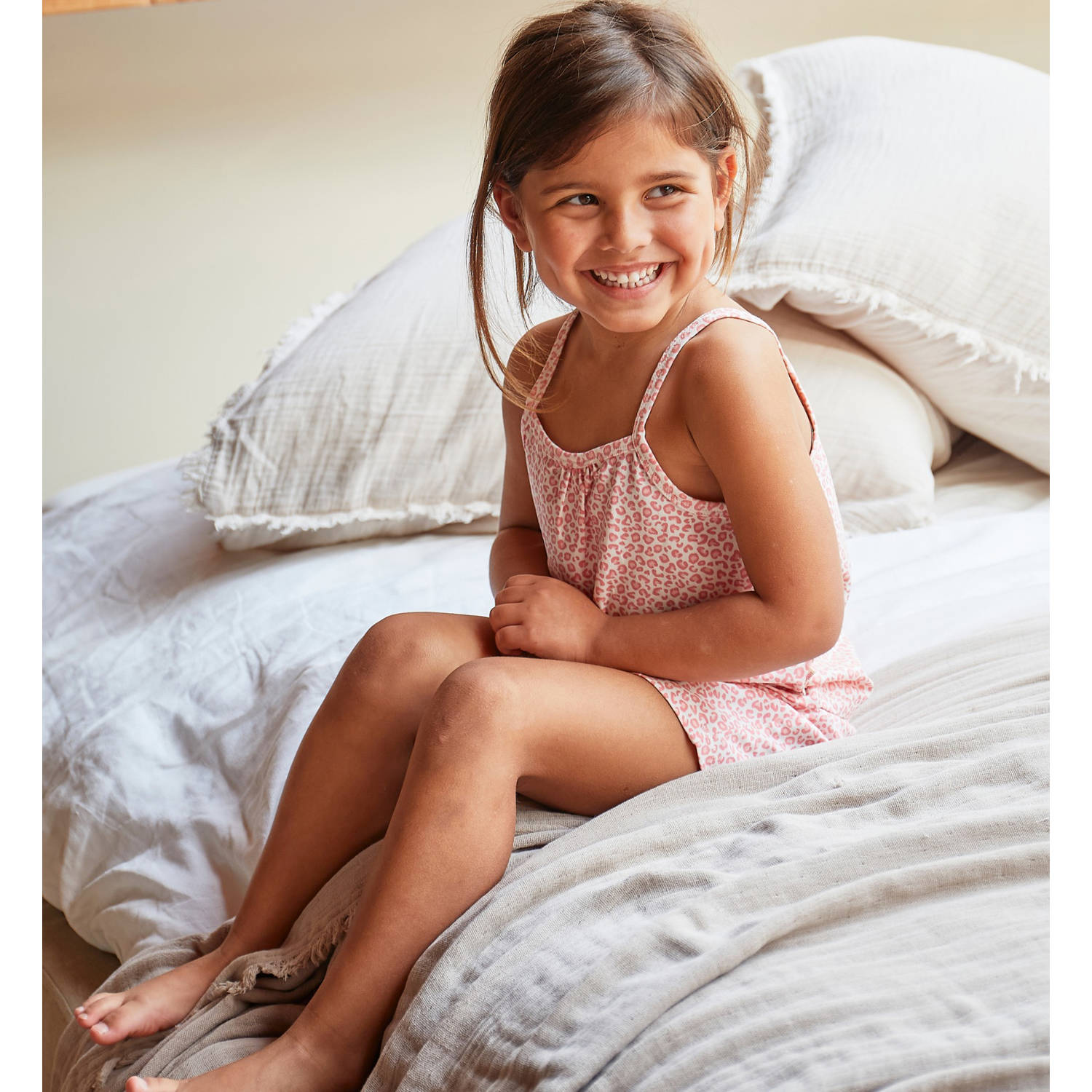 Little Label shortama met panterprint roze