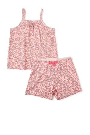 shortama met panterprint roze