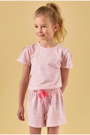 shortama met panterprint roze