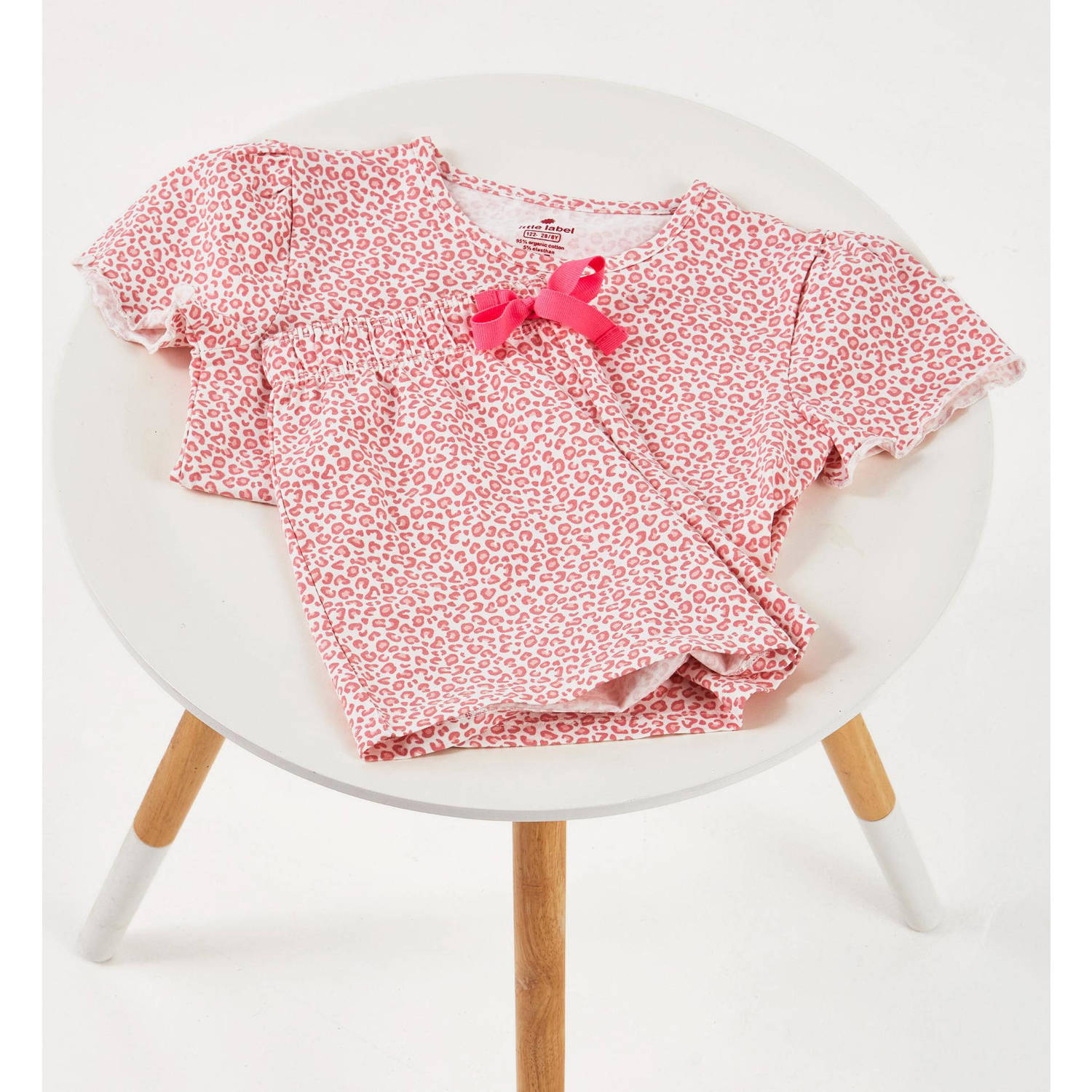 Little Label shortama met panterprint roze