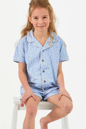 shortama met stippen blauw